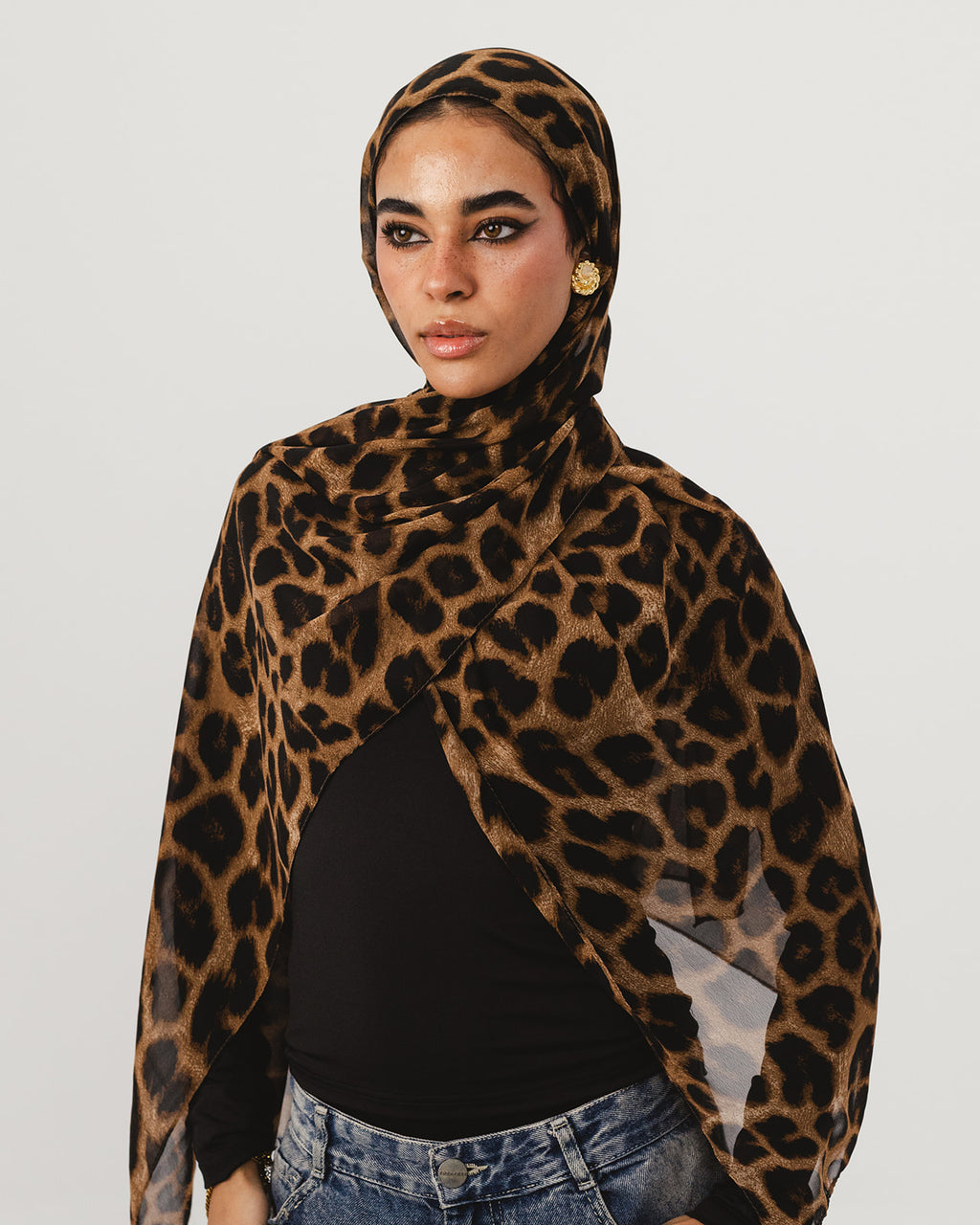 Lecharpe Scarf Tiger Chiffon